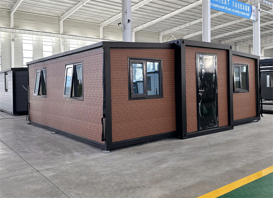 Rumah kontainer ekspansi dengan pola bata merah 20 kaki