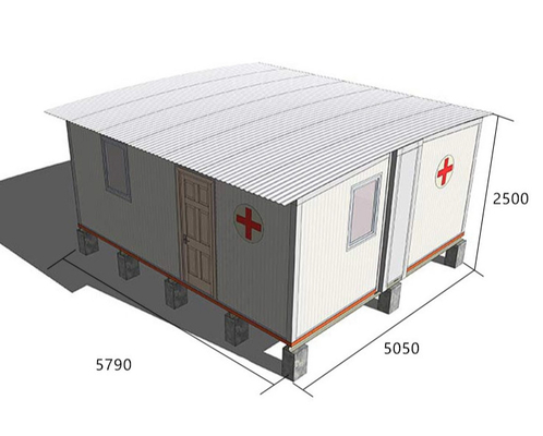 Rumah Sakit Rangka Baja Balok Q355 H Rumah 0,376mm THC Lembar Rumah Gudang Prefab