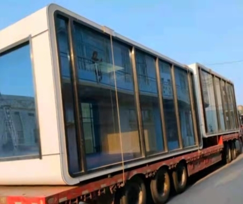 Rumah Kontainer Lipat Prefab Abu-abu Putih Dilepas Rumah Kontainer Dilipat